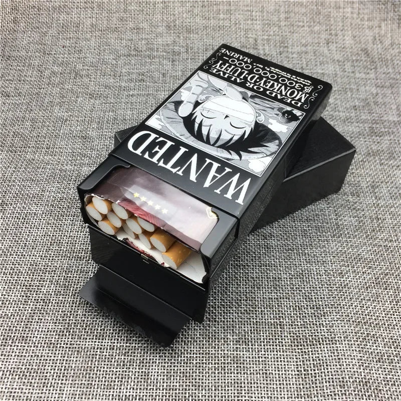 NEW One Piece Creative Cool Special Cigarette Case Monkey D. Luffy Zoro Nami Sanji Wanted Aluminum Alloy Cigarette Case Flames Vault