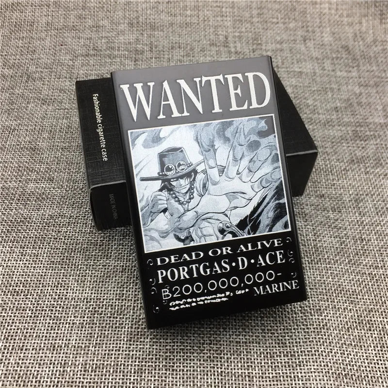 NEW One Piece Creative Cool Special Cigarette Case Monkey D. Luffy Zoro Nami Sanji Wanted Aluminum Alloy Cigarette Case Flames Vault