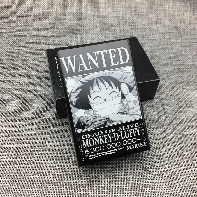 NEW One Piece Creative Cool Special Cigarette Case Monkey D. Luffy Zoro Nami Sanji Wanted Aluminum Alloy Cigarette Case Flames Vault