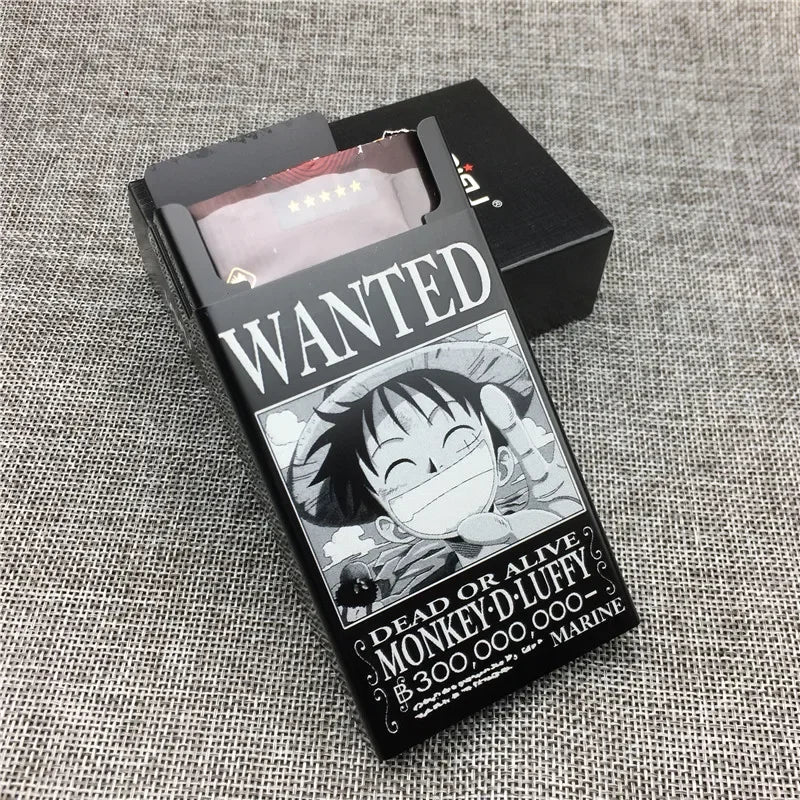 NEW One Piece Creative Cool Special Cigarette Case Monkey D. Luffy Zoro Nami Sanji Wanted Aluminum Alloy Cigarette Case Flames Vault
